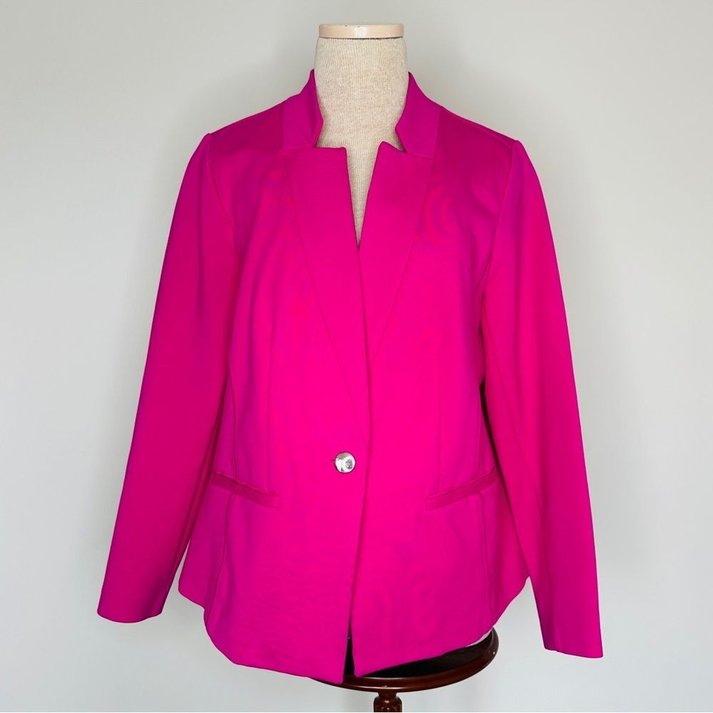 Eloquii Women's The Ultimate Stretch One Button Pink Blazer Size 14